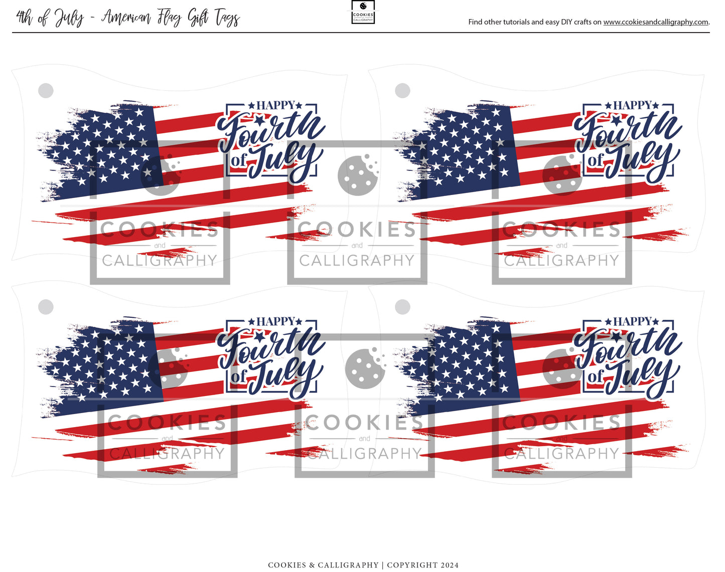 Happy 4th of July American Flag Gift Tags | Independence Day Gift Tag | Printable Gift Tag