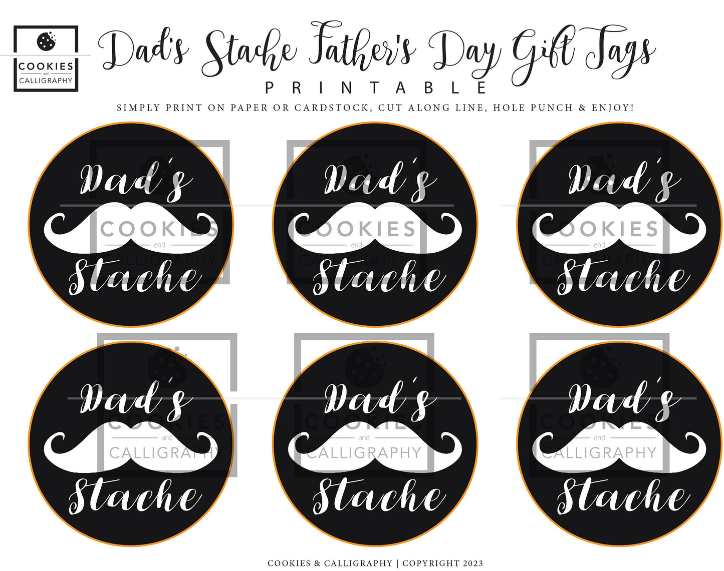 Happy Fathers Day Dad's Stache Gift Tags